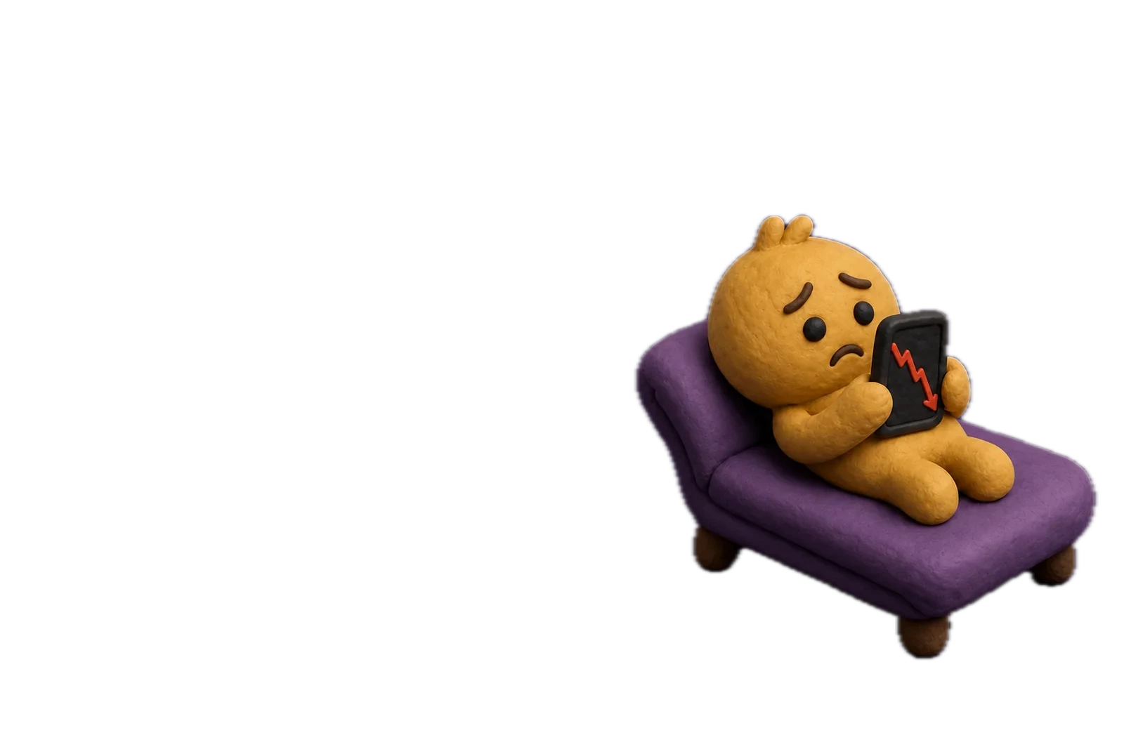 The Degenshrink character on a therapist couch, staring at a falling chart